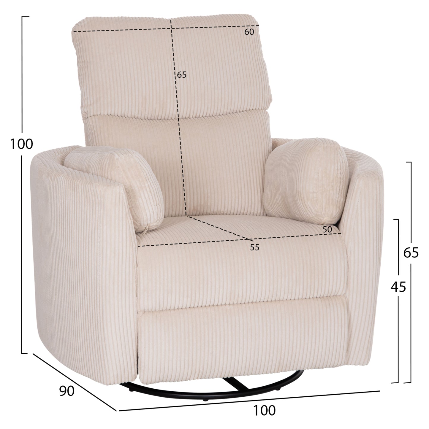 Armchair Relax/breastfeeding Velmora Hm3300.03 Beige Striped Fabric 100x90x100hcm.