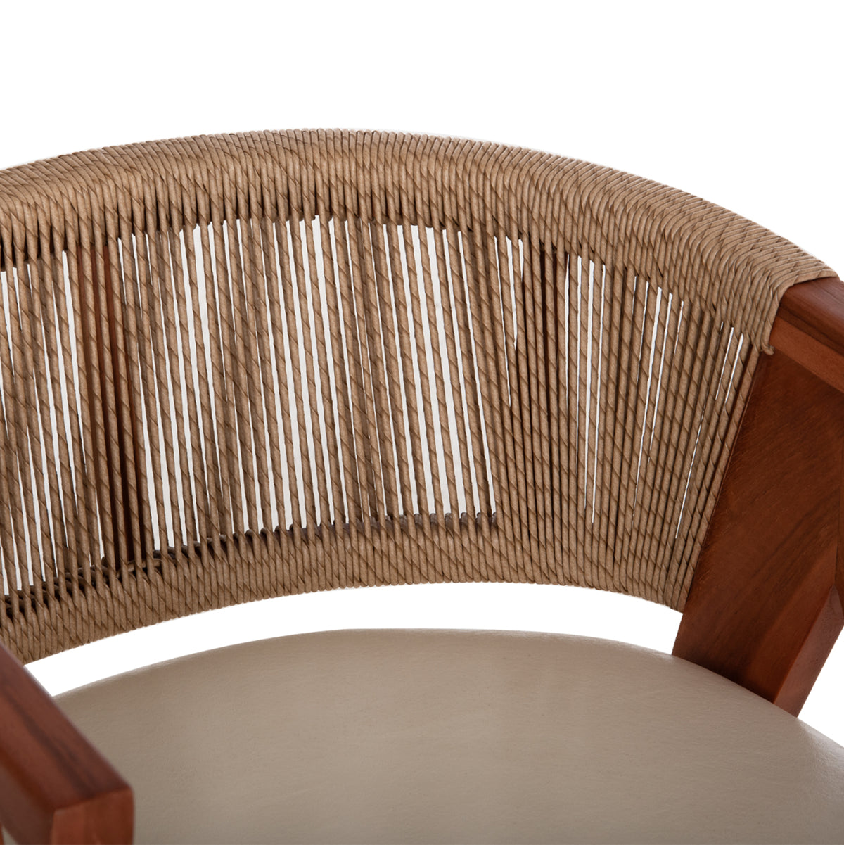 Dining Chair Brann Hm18238.12 Teak Wood-rope-ecru Pu 60x62x76hcm.