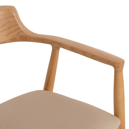 Dining Chair Targa Hm18336.11 Rubberwood In Natural (beech) Color--pu Seat In Ecru 58x54x78hcm