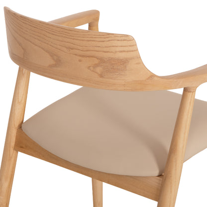 Dining Chair Targa Hm18336.11 Rubberwood In Natural (beech) Color--pu Seat In Ecru 58x54x78hcm
