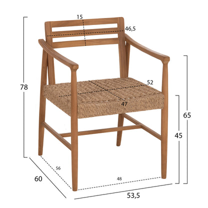 Dining Chair Robin Hm18351 Teak Wood & Viro Rope In Natural Colors 53.5x60x78hcm.