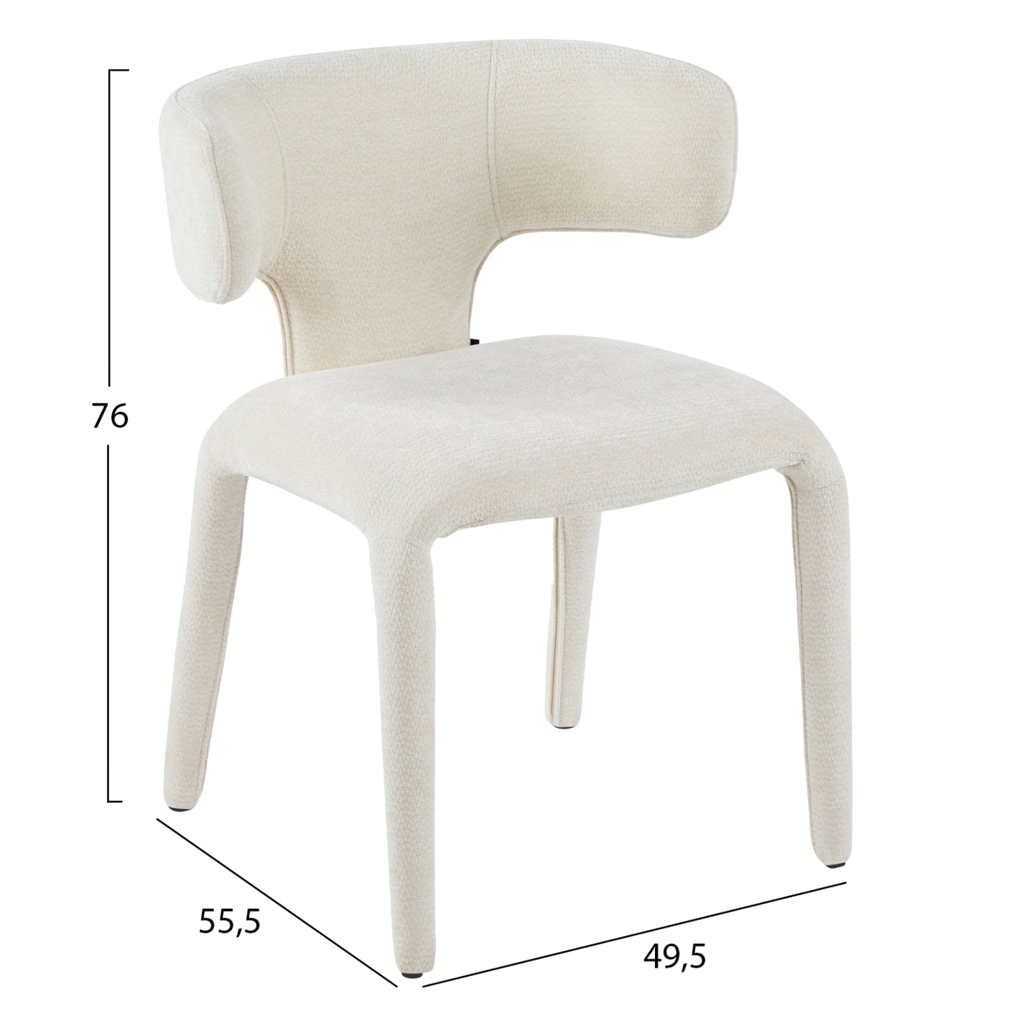 Dining Armchair Bien Hm18361.02 Ecru Linen Fabric 49.5x55.5x76hcm.