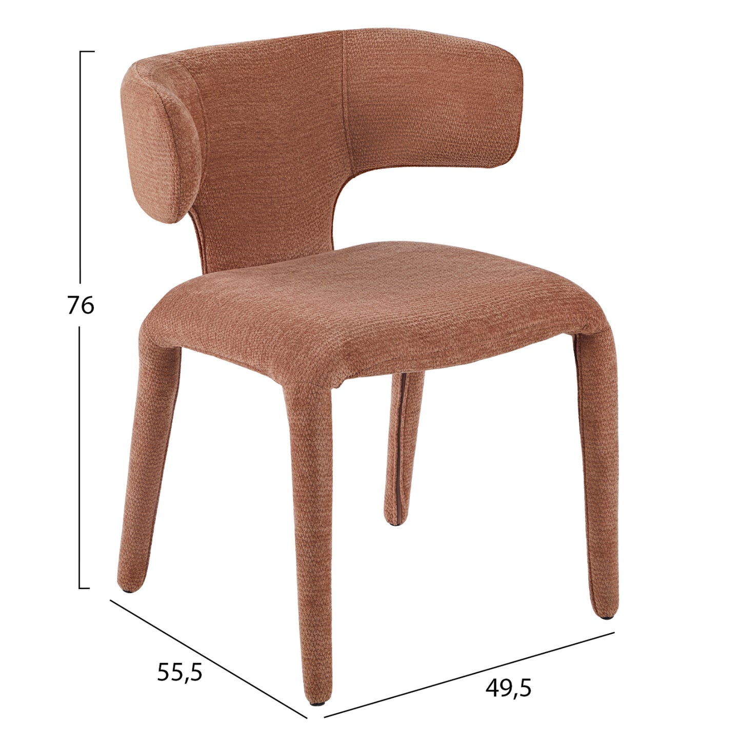 Dining Armchair Bien Hm18361.03 Terracotta Linen Fabric 49.5x55.5x76hcm.