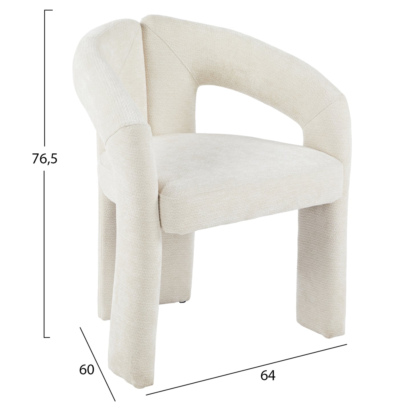 Dining Chair Neza Hm18362.02 Ecru Linen Fabric 64x50x76.5hcm.