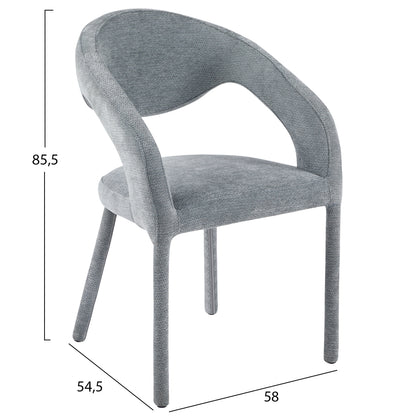 Dining Chair Ofilia Hm18363.01 Light Grey Linen Fabric 58x54.5x85.5hcm