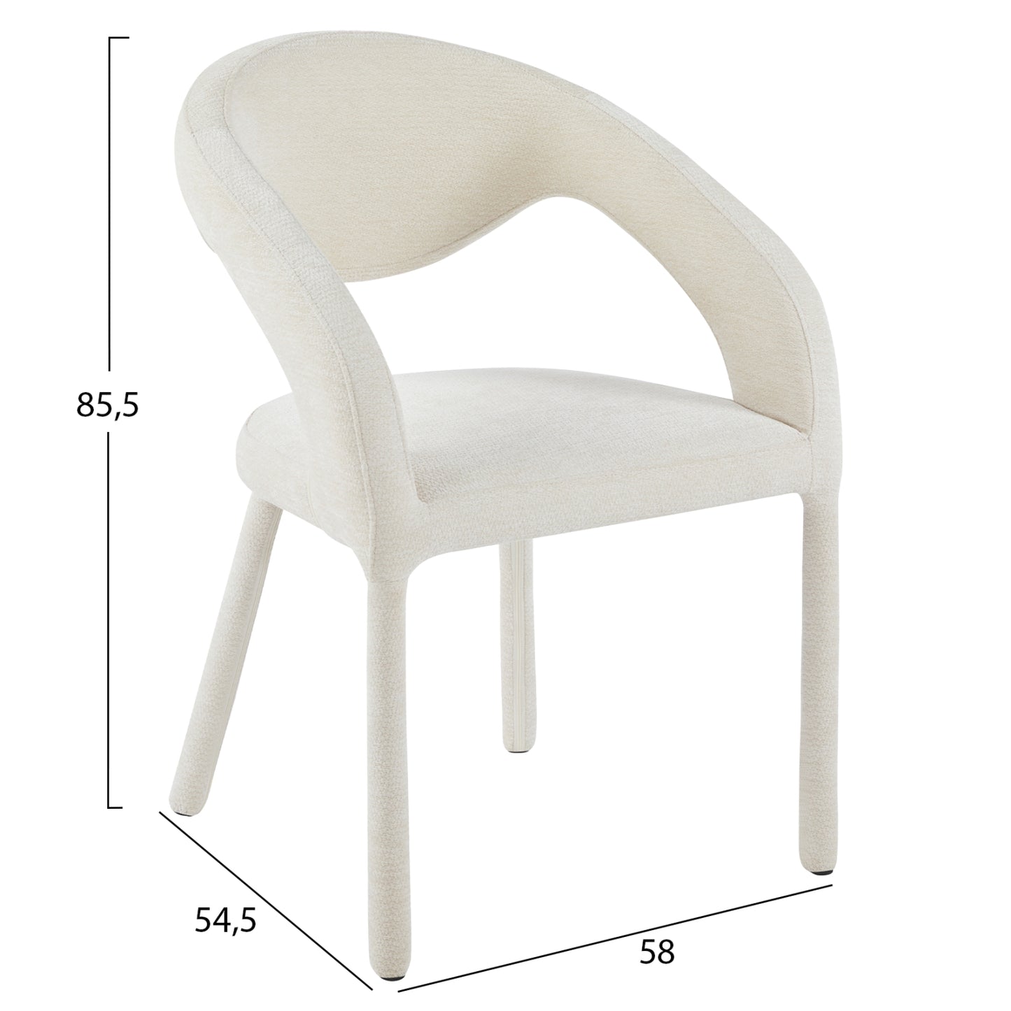 Dining Chair Ofilia Hm18363.02 Ecru Linen Fabric 58x54.5x85.5hcm