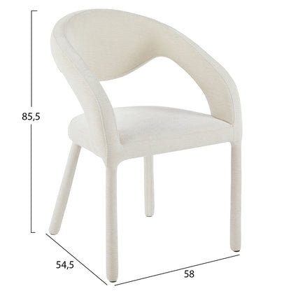 Dining Chair Ofilia Hm18363.02 Ecru Linen Fabric 58x54.5x85.5hcm