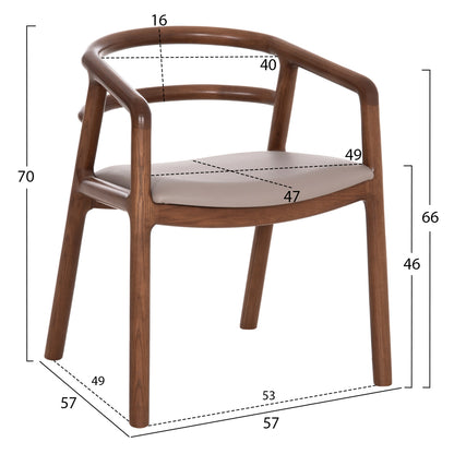 Dining Chair Effy Hm18393.03 Ashwood In Walnut Color--mocha Pu Seat 57x57x70hcm