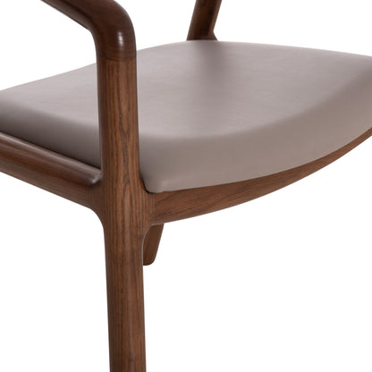 Dining Chair Effy Hm18393.03 Ashwood In Walnut Color--mocha Pu Seat 57x57x70hcm