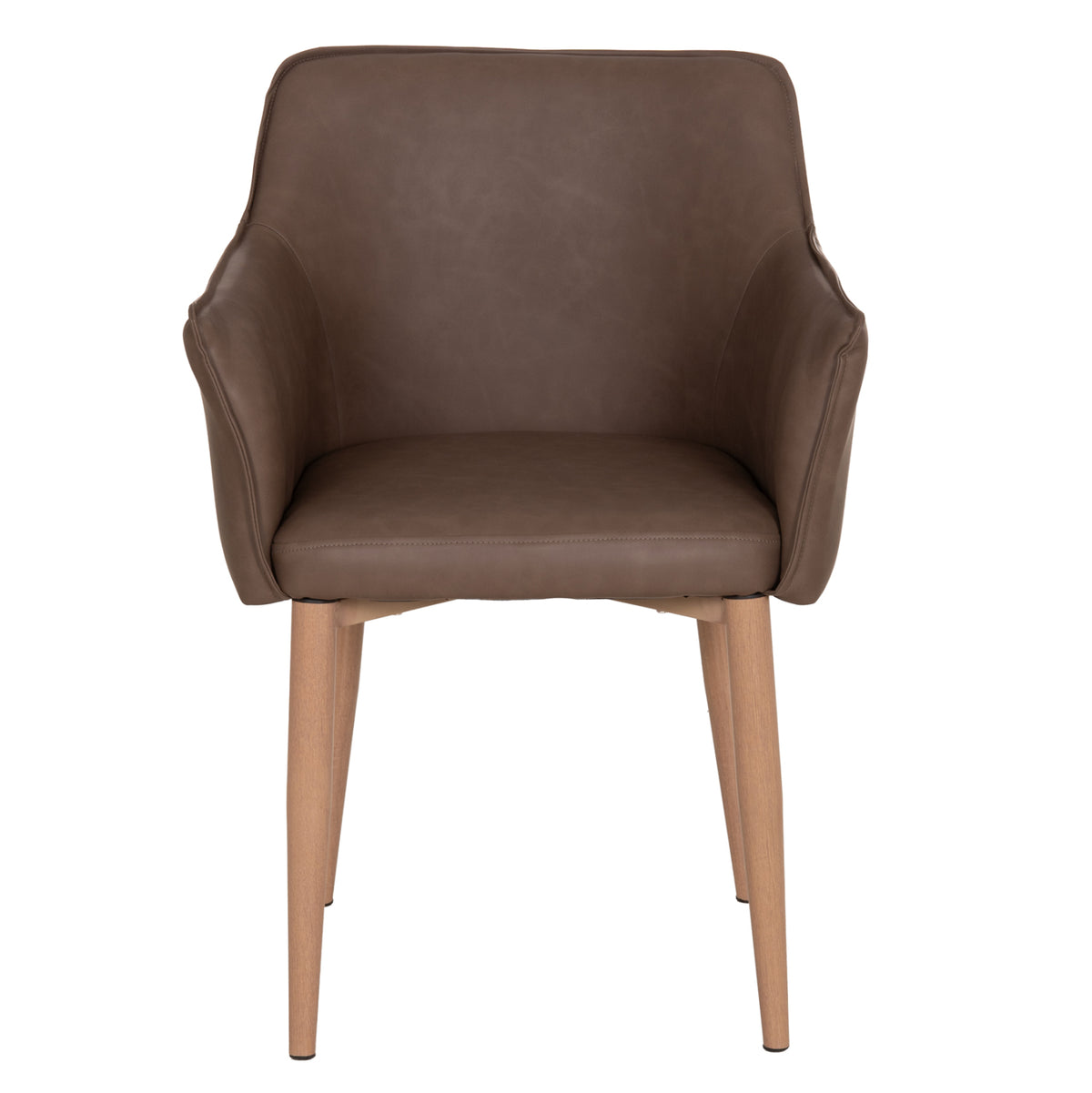 Dining Chair Mell Hm18417.02 Pu Leather In Smoky Brown--metal Legs In Wood Grain 56x54x76hcm