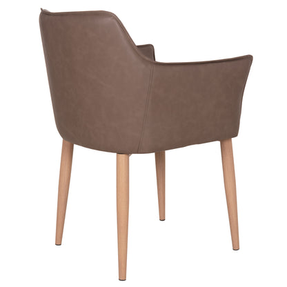 Dining Chair Mell Hm18417.02 Pu Leather In Smoky Brown--metal Legs In Wood Grain 56x54x76hcm