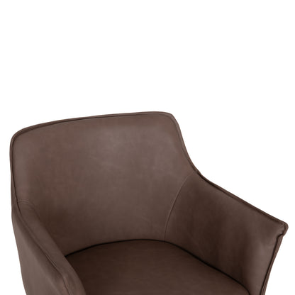 Dining Chair Mell Hm18417.02 Pu Leather In Smoky Brown--metal Legs In Wood Grain 56x54x76hcm