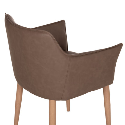 Dining Chair Mell Hm18417.02 Pu Leather In Smoky Brown--metal Legs In Wood Grain 56x54x76hcm