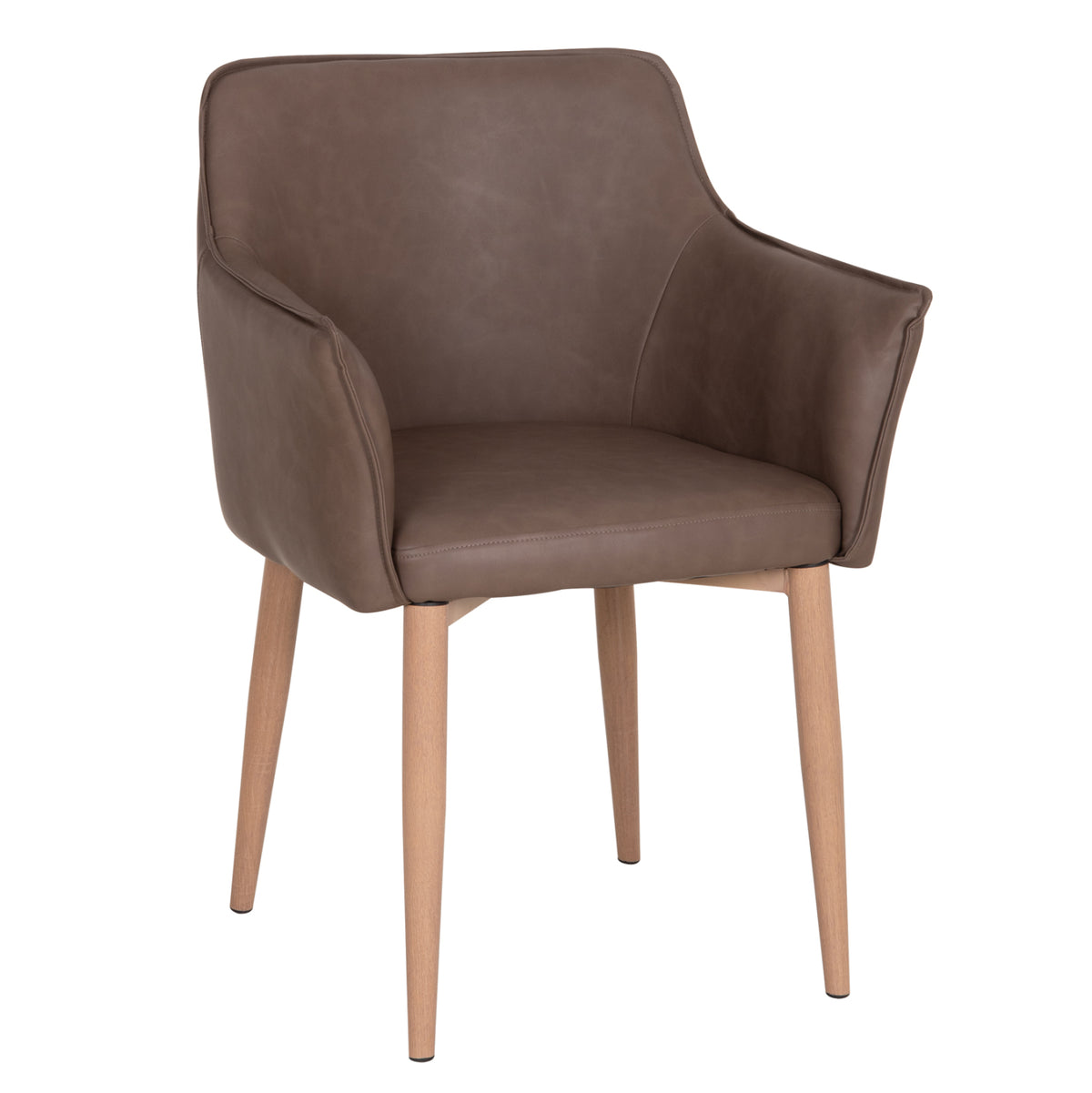 Dining Chair Mell Hm18417.02 Pu Leather In Smoky Brown--metal Legs In Wood Grain 56x54x76hcm