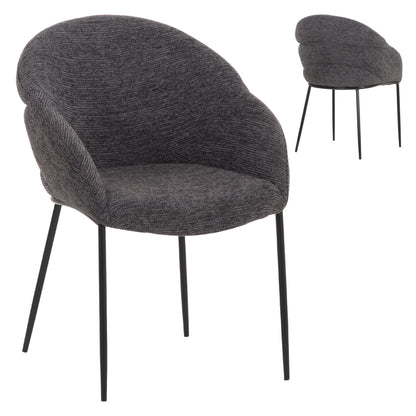 Dining Chair Drenny Hm18424.01 Grey Fabric-metal Black Legs 62x63x85hcm.