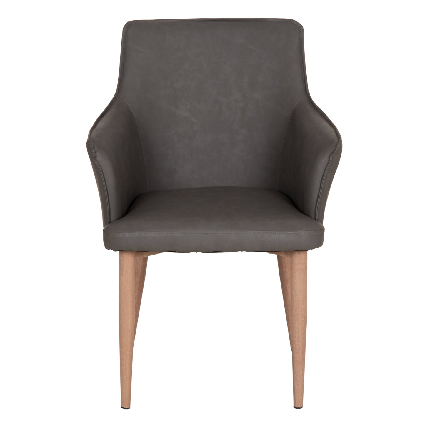 Dining Chair Mell Hm18448.01 Pu Leather In Smoky Grey--metal Legs In Wood Grain 59x57x85hcm