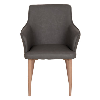Dining Chair Mell Hm18448.01 Pu Leather In Smoky Grey--metal Legs In Wood Grain 59x57x85hcm
