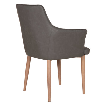 Dining Chair Mell Hm18448.01 Pu Leather In Smoky Grey--metal Legs In Wood Grain 59x57x85hcm