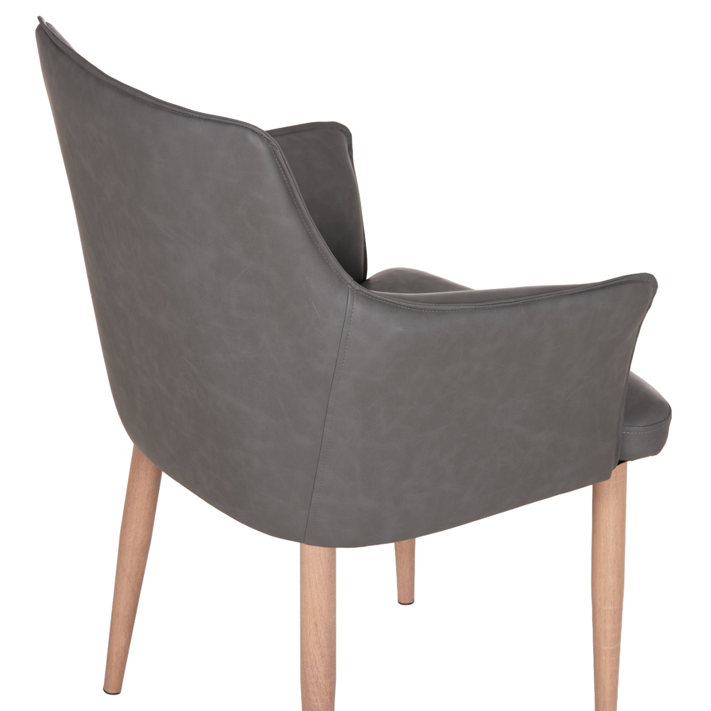 Dining Chair Mell Hm18448.01 Pu Leather In Smoky Grey--metal Legs In Wood Grain 59x57x85hcm
