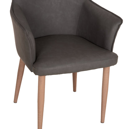 Dining Chair Mell Hm18448.01 Pu Leather In Smoky Grey--metal Legs In Wood Grain 59x57x85hcm