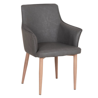 Dining Chair Mell Hm18448.01 Pu Leather In Smoky Grey--metal Legs In Wood Grain 59x57x85hcm