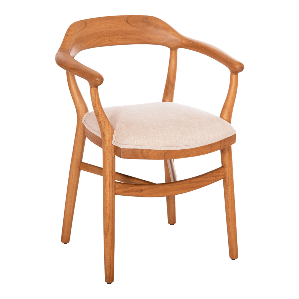 Dining Chair Smither Hm18505.01 Mindi Wood In Natural--fabric In Beige 61x52x74.5hcm