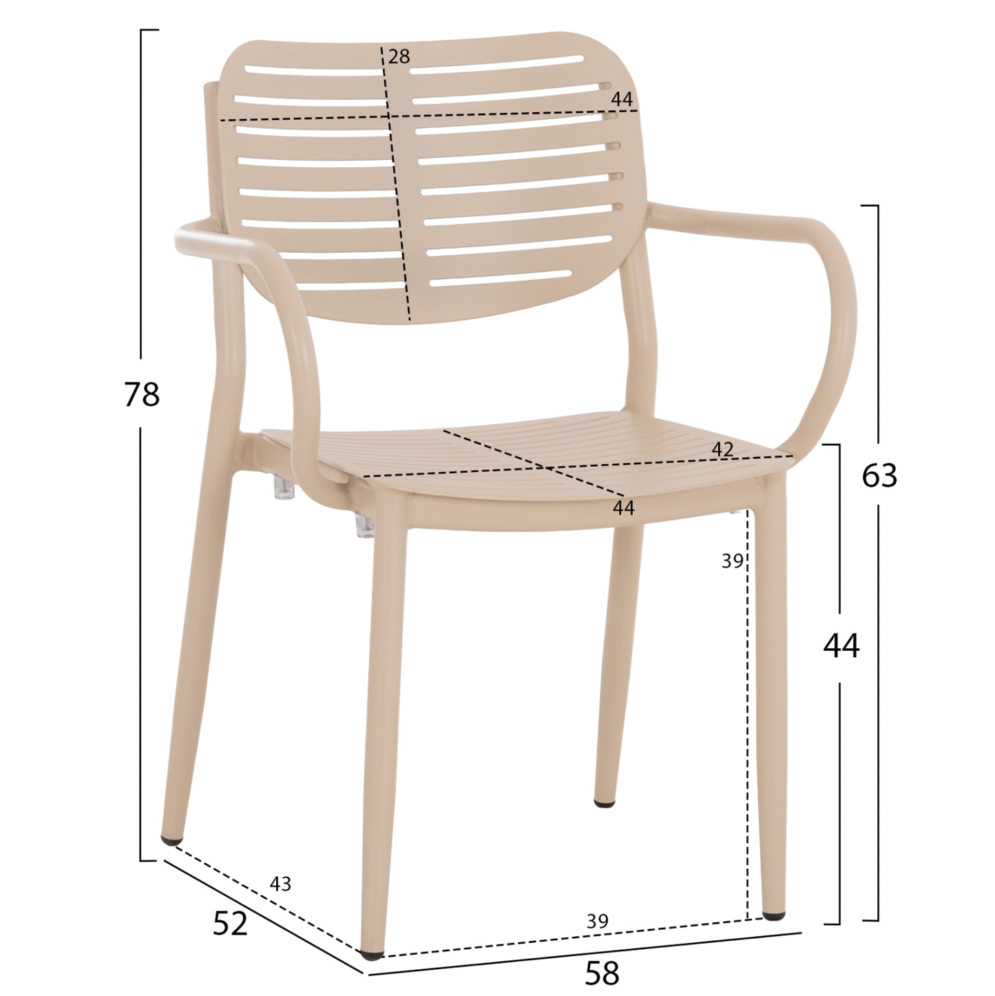Dining Chair Hilliard Hm6644.04 Aluminum In Champagne Color 58x52x78hcm.