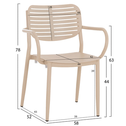 Dining Chair Hilliard Hm6644.04 Aluminum In Champagne Color 58x52x78hcm.