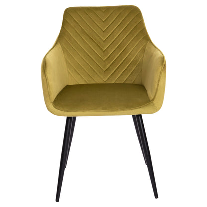 Dining Armchair Latrell Hm8582.07 Olive Green Velvet & Black Metal Legs 55x57x84hcm.