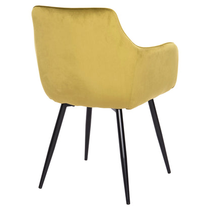 Dining Armchair Latrell Hm8582.07 Olive Green Velvet & Black Metal Legs 55x57x84hcm.