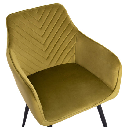 Dining Armchair Latrell Hm8582.07 Olive Green Velvet & Black Metal Legs 55x57x84hcm.