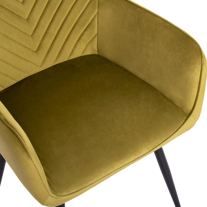 Dining Armchair Latrell Hm8582.07 Olive Green Velvet & Black Metal Legs 55x57x84hcm.