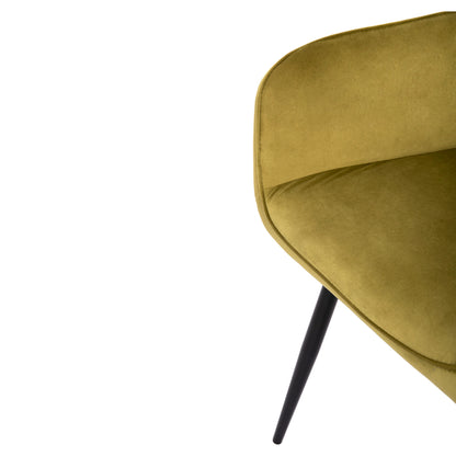 Dining Armchair Latrell Hm8582.07 Olive Green Velvet & Black Metal Legs 55x57x84hcm.