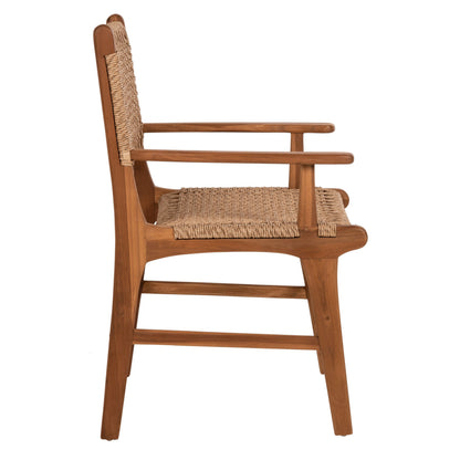 Armchair Nesha ΗΜ9385.11 Solid Teak Natural Color Knitted Rattan Rope 57.5x59x90hcm.