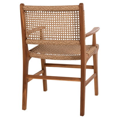 Armchair Nesha ΗΜ9385.11 Solid Teak Natural Color Knitted Rattan Rope 57.5x59x90hcm.