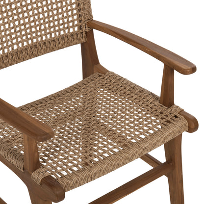 Armchair Nesha ΗΜ9385.11 Solid Teak Natural Color Knitted Rattan Rope 57.5x59x90hcm.