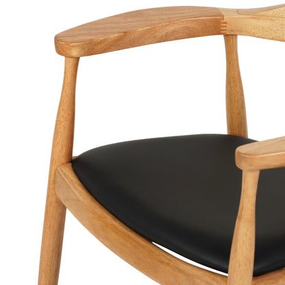 Dining Chair Ador Hm9948.01 Rubberwood In Oak Color & Black Pu 62x54x76,5hcm.