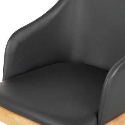 Dining Chair Furlan ΗΜ9949.01 Rubberwood In Oak-black Pu 54,5x58x78hcm.