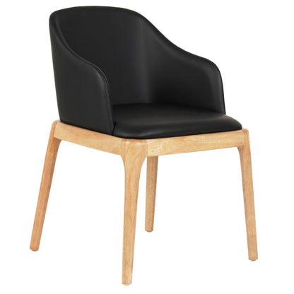 Dining Chair Furlan ΗΜ9949.01 Rubberwood In Oak-black Pu 54,5x58x78hcm.