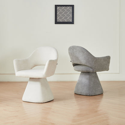 Swivel Dining Chair Sima Hm18360.02 Linen Fabric In Ecru 64x61x84.5hcm