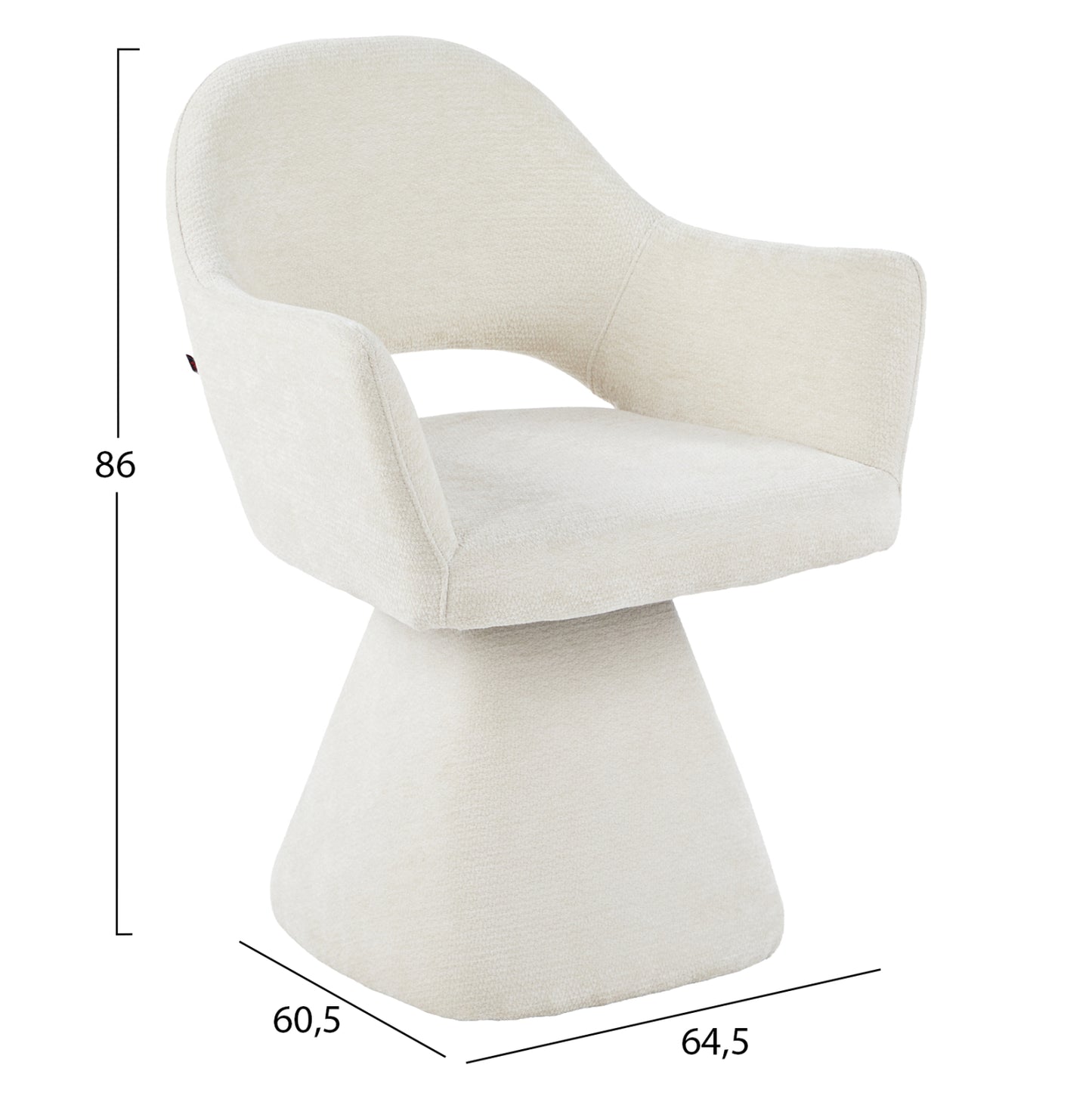 Swivel Dining Chair Sima Hm18360.02 Linen Fabric In Ecru 64x61x84.5hcm