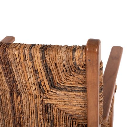 Dining Armchair Teak Wood & Rush Matting Walnut-beige Hm9400.01 54x58x86,5 Cm.