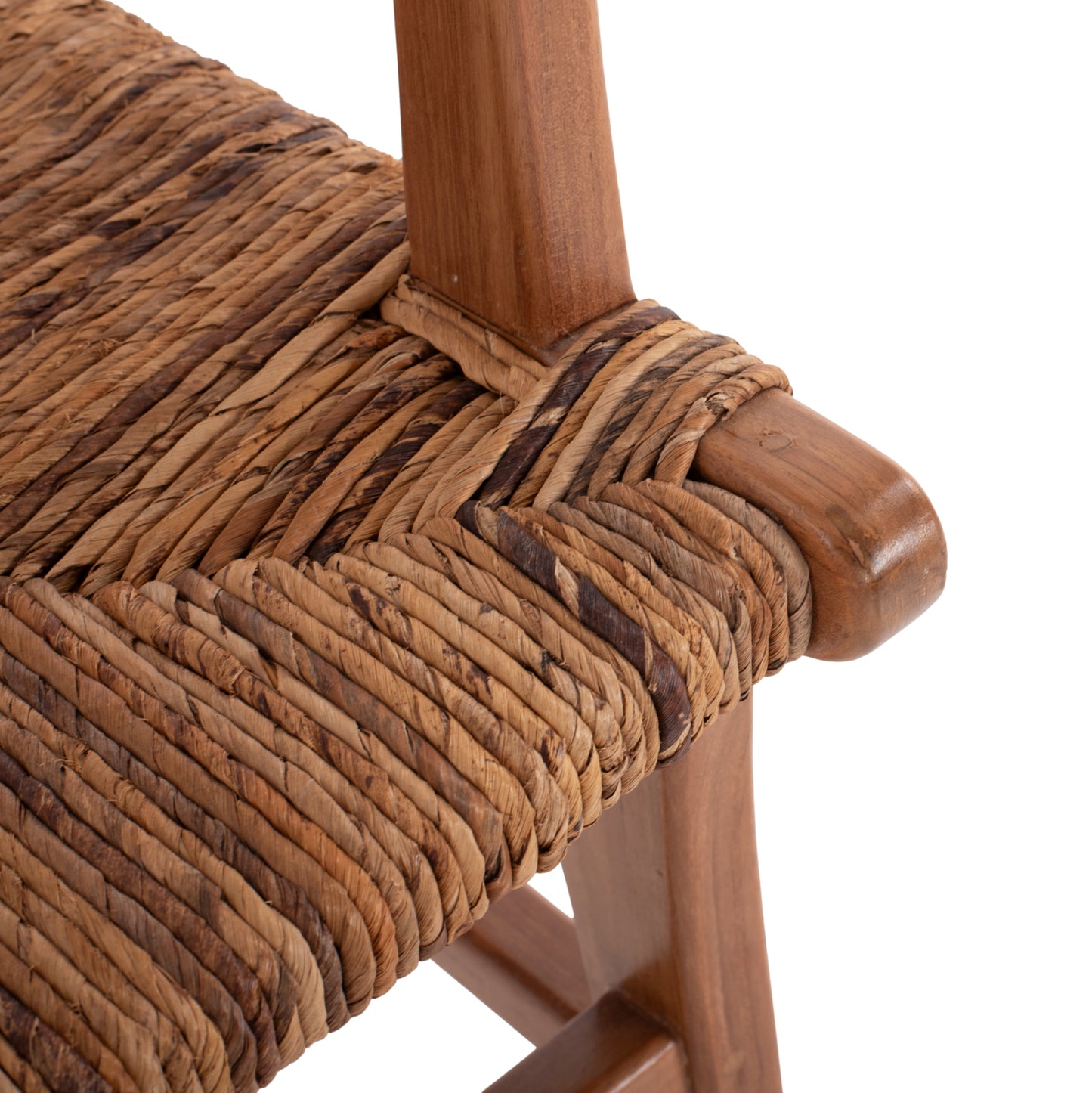 Dining Armchair Teak Wood & Rush Matting Walnut-beige Hm9400.01 54x58x86,5 Cm.
