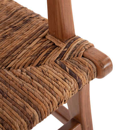 Dining Armchair Teak Wood & Rush Matting Walnut-beige Hm9400.01 54x58x86,5 Cm.