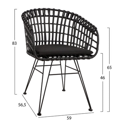 Armchair Nest Type Metallic Allegra Hm5456.02 Wicker Black 59x56.5x83cm