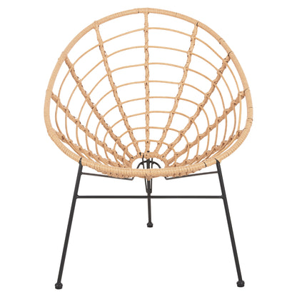 Armchair Nest-type Allegra Hm5458.11 Black Metal-wicker In Beige 73x78x88h Cm.