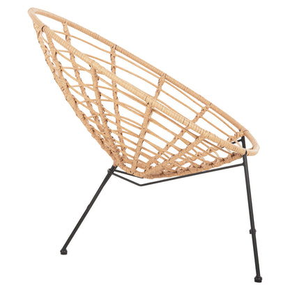Armchair Nest-type Allegra Hm5458.11 Black Metal-wicker In Beige 73x78x88h Cm.