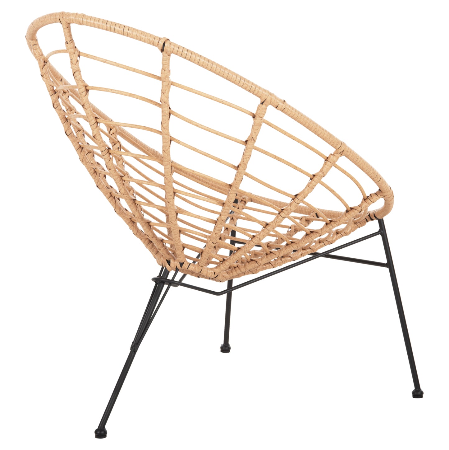 Armchair Nest-type Allegra Hm5458.11 Black Metal-wicker In Beige 73x78x88h Cm.