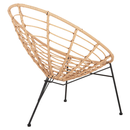 Armchair Nest-type Allegra Hm5458.11 Black Metal-wicker In Beige 73x78x88h Cm.