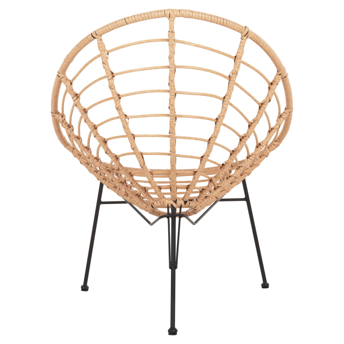 Armchair Nest-type Allegra Hm5458.11 Black Metal-wicker In Beige 73x78x88h Cm.